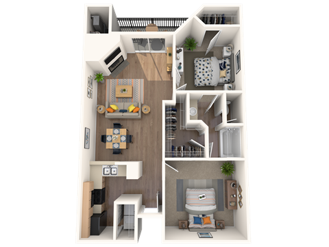 Two Bedroom, One Bath 1,002 sq feet